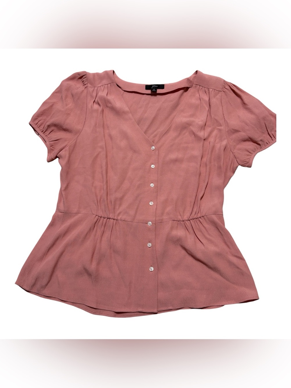 J. Crew Dusty Rose Button-Front Peplum Blouse